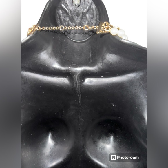 Gold Link/Pearl Multi Strand Necklace - Picture 3 of 5